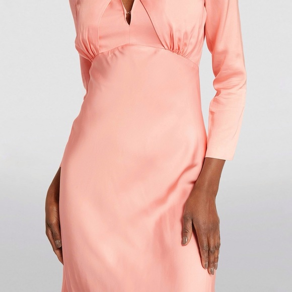 SANDRO Women's Pink Maldive Draped Crisscross Midi Dress Size 38 - Picture 3 of 12